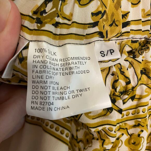 Vintage Anne Pinkerton Silk Skirt Gold French Royal Crest Size Small Medium - Picture 7 of 16